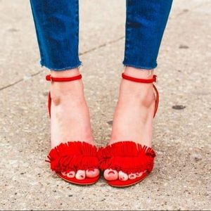 BANANA REPUBLIC Red Honey Fringe Sandal Size 6.5